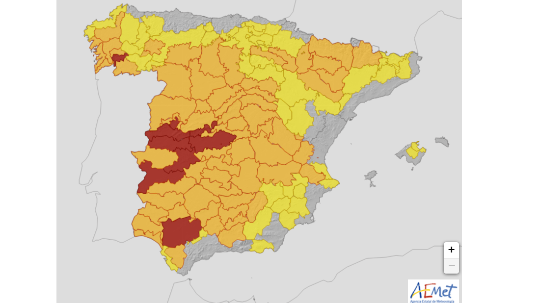 Avisos por temperaturas extremas previstos para el jueves 14