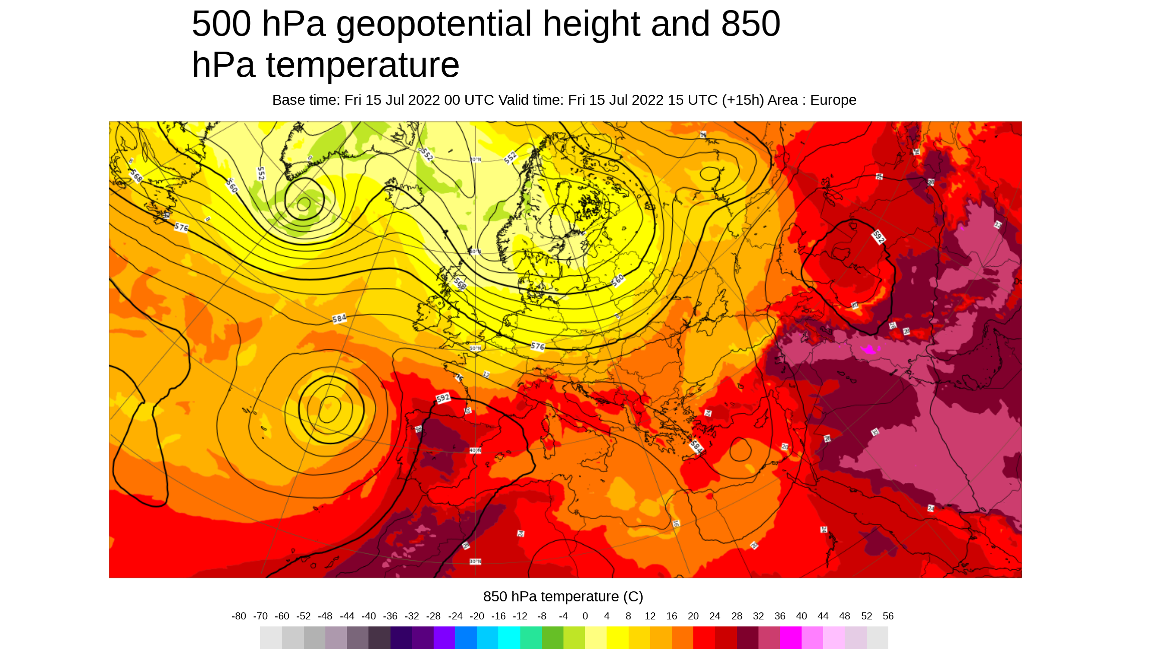 Temperatura y geopotencial 500 hPa