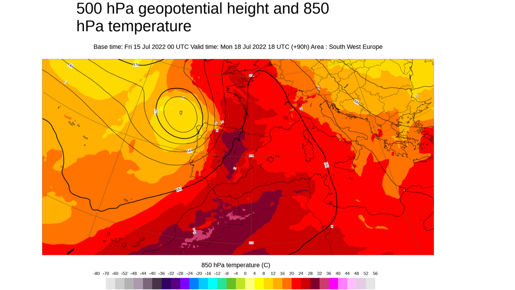 Temperatura y geopotencial 500 hPa