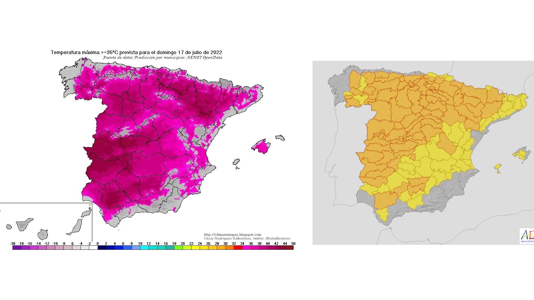 Temperaturas máximas superiores a 35 ºC previstas para el domingo, y avisos por calor