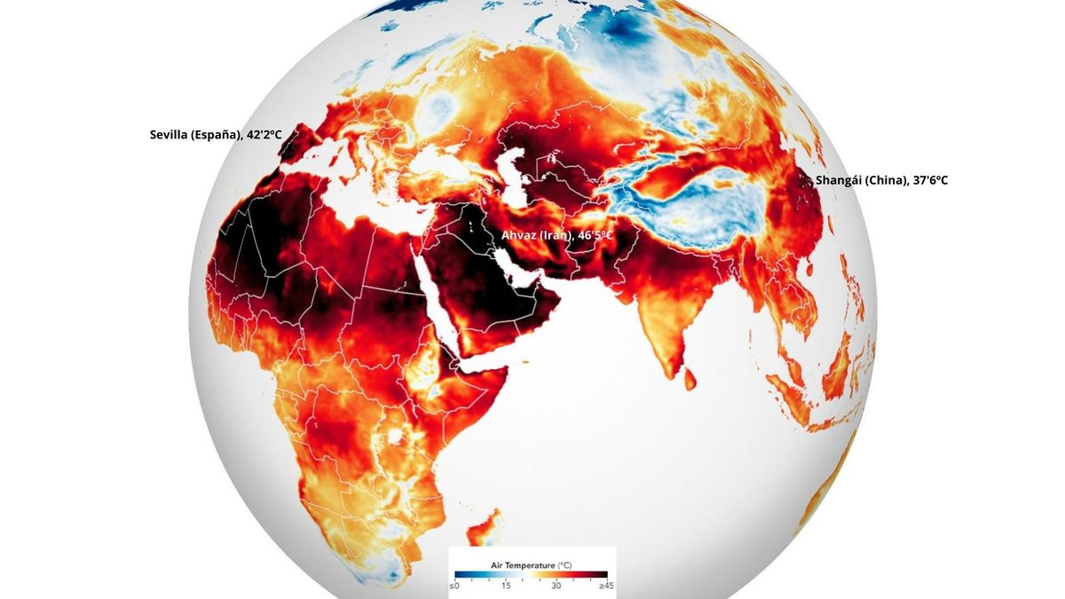 Mapa de calor generado por la NASA