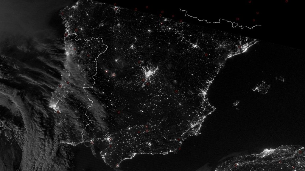 Mapa incendios península ibérica NASA