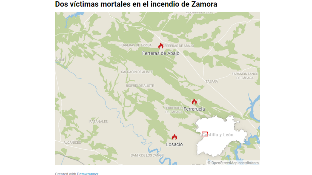 Mapa incendio Zamora