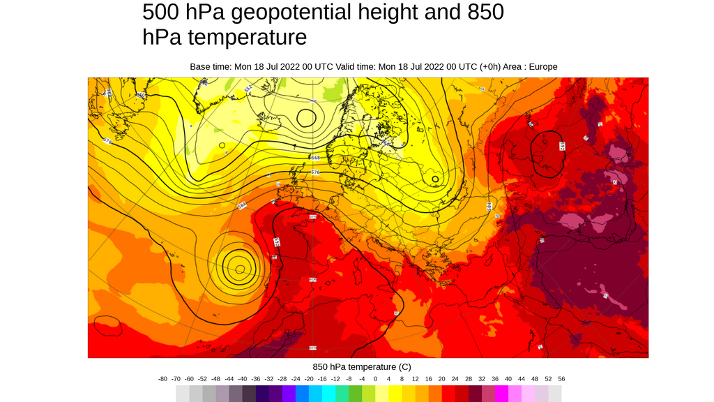 Temperatura y geopotencial 500 hPa