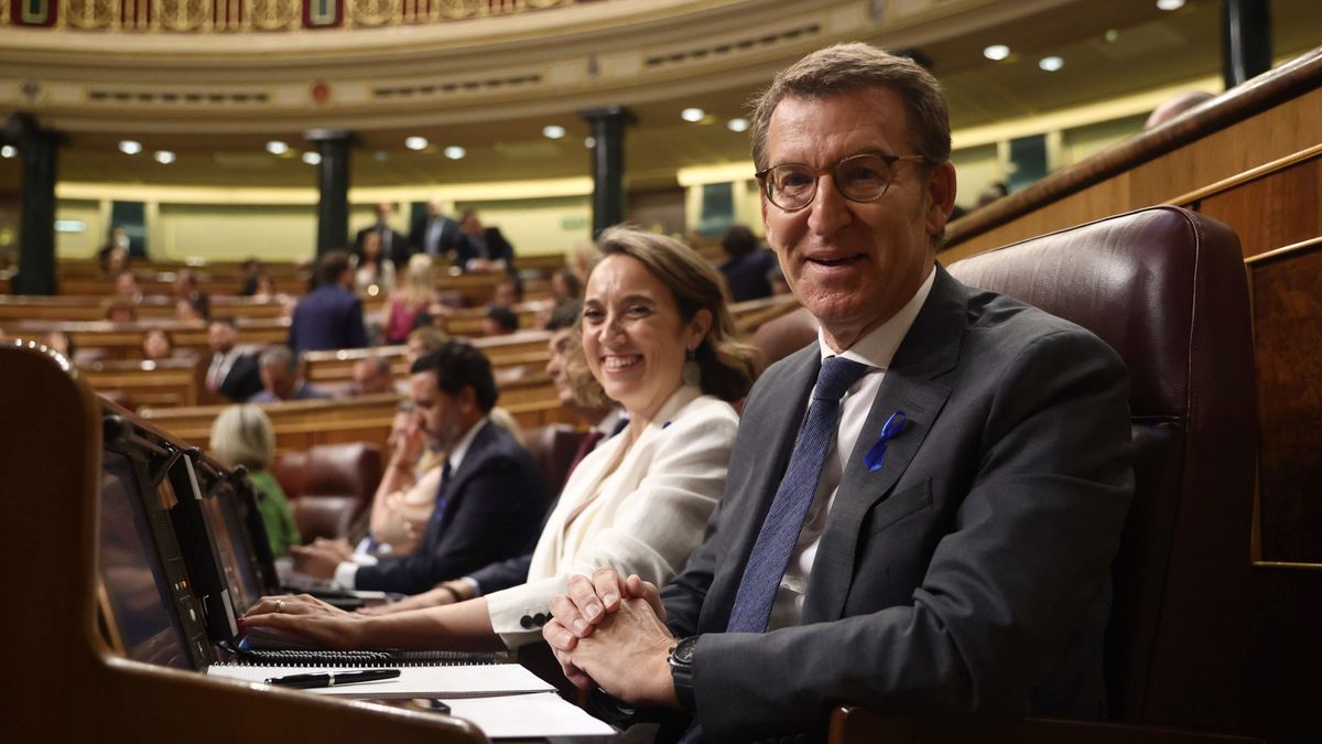 Alberto Núñez Feijóo sentado en la bancada popular durante el debate del estado de la nación Alberto Núñez Feijóo sentado en la bancada popular durante el debate del estado de la nación
