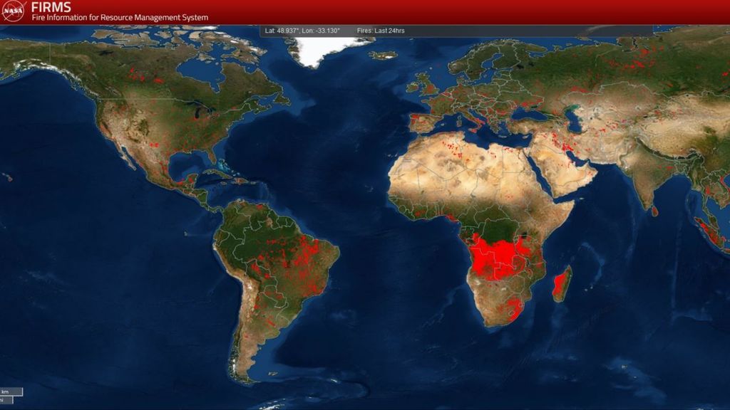 El mapa de los incendios activos en el mundo