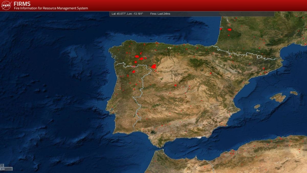 El mapa de los incendios activos en España