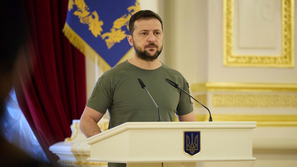 El presidente de Ucrania, Volodimir Zelenski, en Kiev, Ucrania El presidente de Ucrania, Volodimir Zelenski, en Kiev, Ucrania