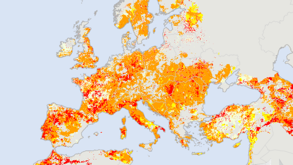 Mapa de la sequía en Europa