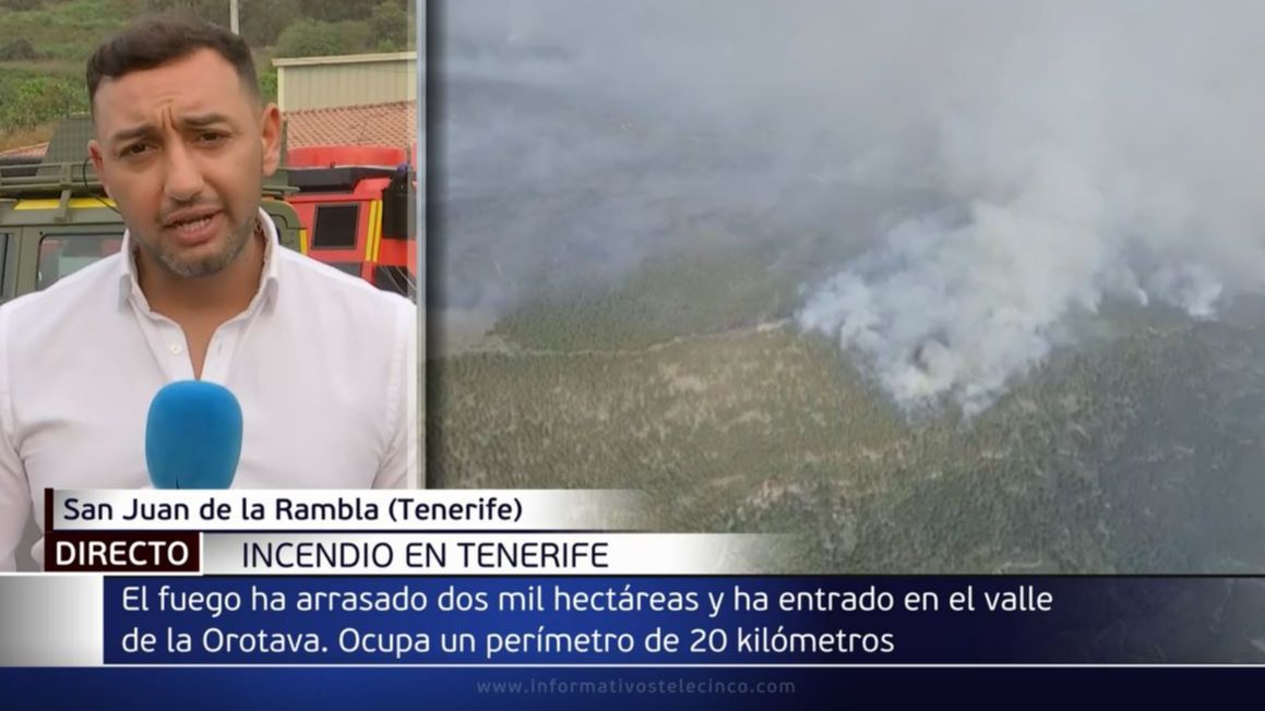 El incendio de Tenerife arrasa 2.000 hectáreas y entra en el valle de la Orotava