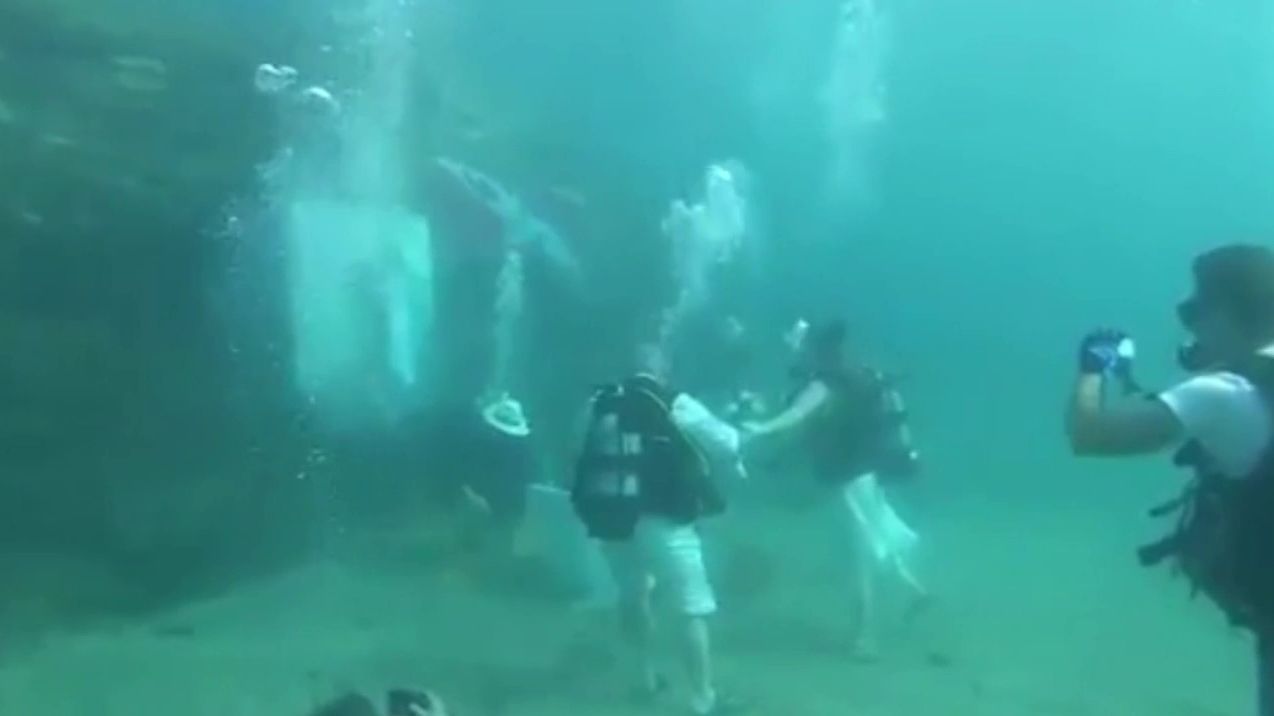 La boda más sorprendente: dos buceadores se dan el sí quiero bajo el agua en Murcia