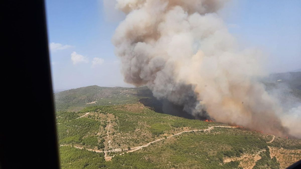 Un incendio forestal en Calles afecta también a la planta de compostaje