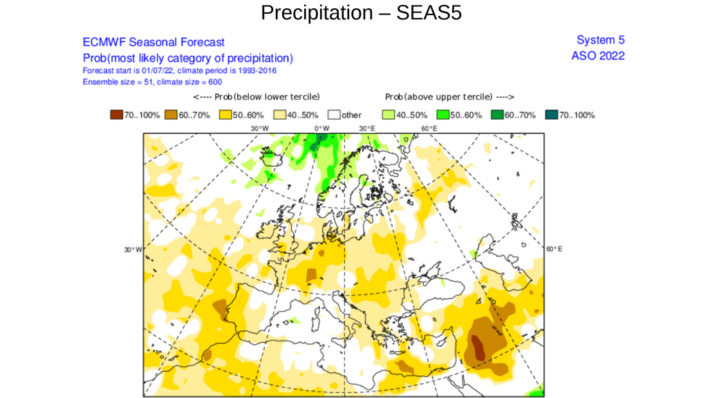 Anomalía de la precipitación prevista para agosto 2022