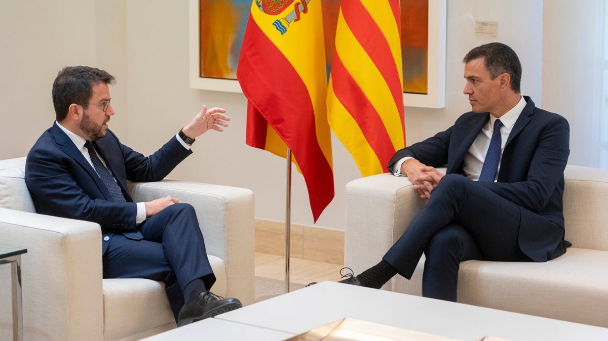 El presidente del Gobierno, Pedro Sánchez, y el de la Generalitat, Pere Aragonés, en su última reunión en Moncloa El presidente del Gobierno, Pedro Sánchez, y el de la Generalitat, Pere Aragonés, en su última reunión en Moncloa