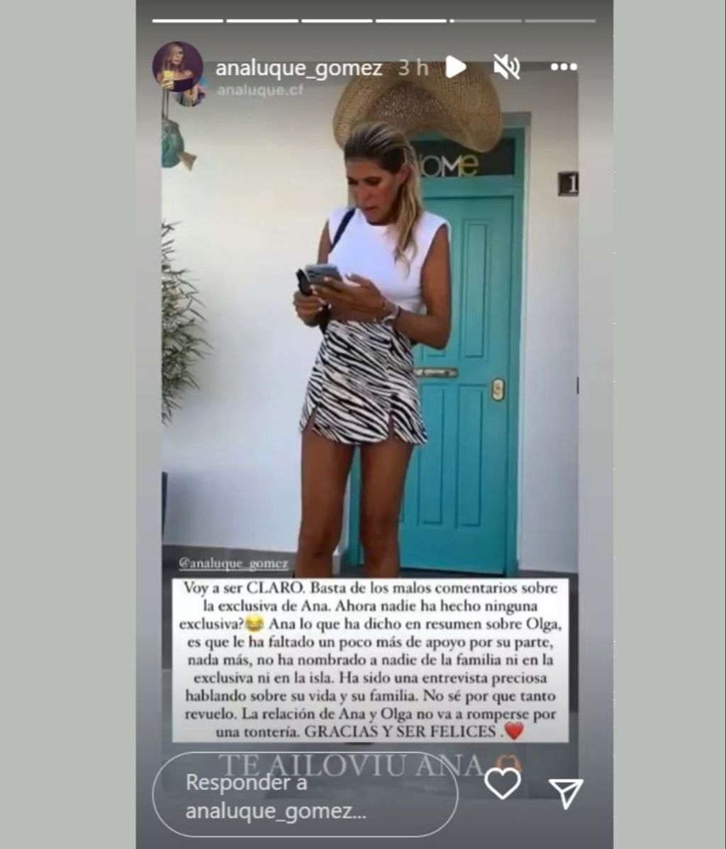 Ana Luque se pronuncia en sus historias de Instagram