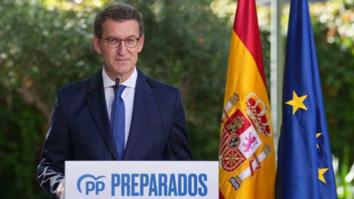 El presidente del PP, Alberto Núñez Feijóo, hace balance del curso político desde el Senado El presidente del PP, Alberto Núñez Feijóo, hace balance del curso político desde el Senado