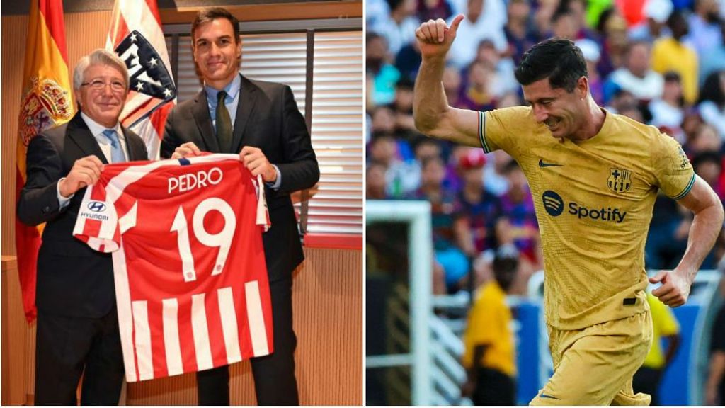 Pedro Sánchez se confiesa seguidor del Atlético pero alaba a Lewandowski: "Es un gran fichaje"