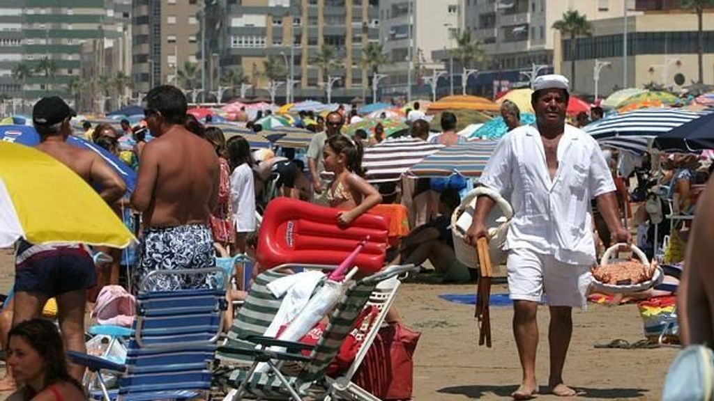 Vendedor de camarones en la playa