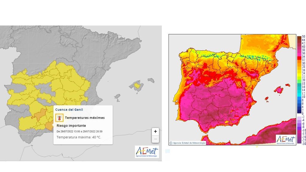 Avisos por calor y temperaturas máximas previstas para el viernes 29