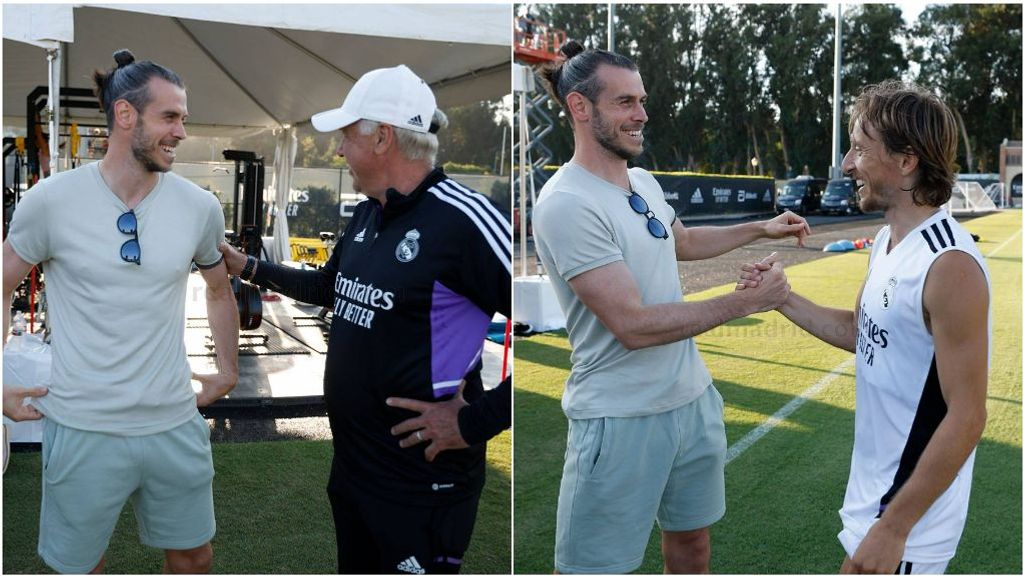 Bale sorprende a sus excompañeros con una visita: abrazos con Ancelotti y los jugadores