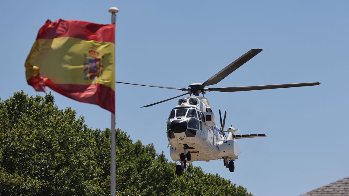 El helicóptero de Pedro Sánchez al abandonar la Moncloa