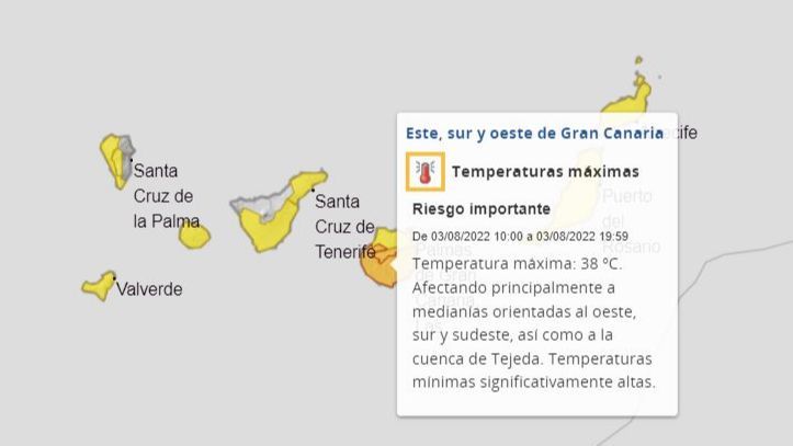 Avisos por calor previstos en las islas Canarias