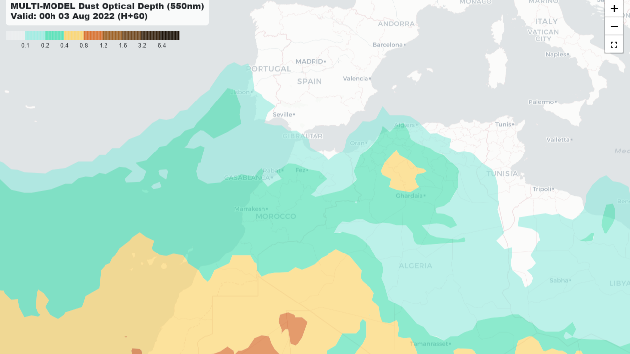 Calima en las islas Canarias