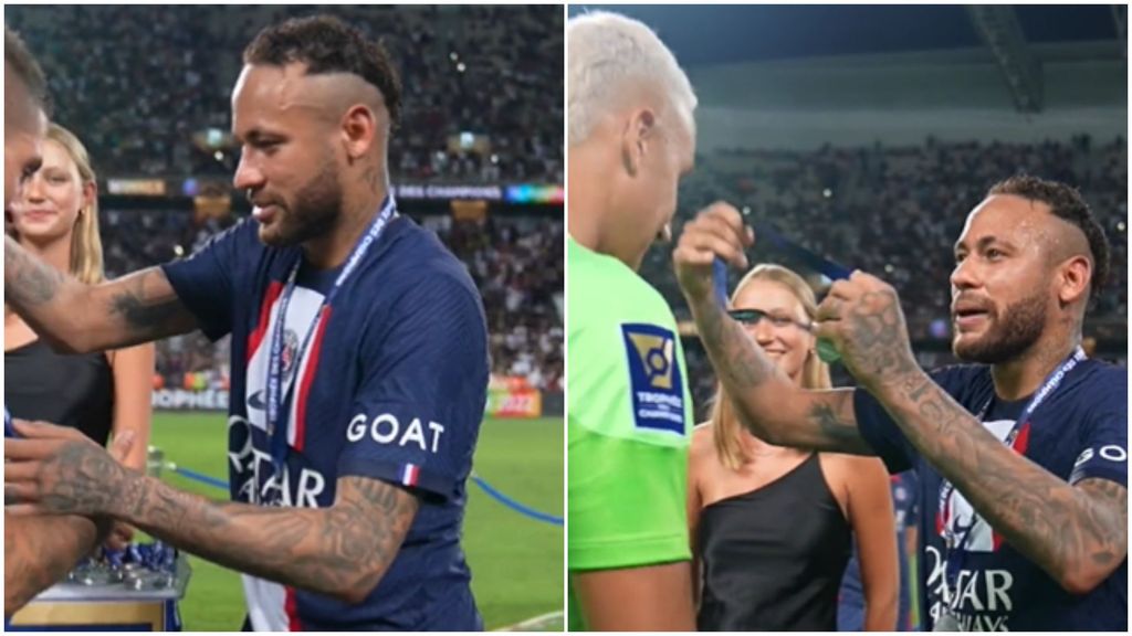 Neymar se viene arriba en la Supercopa francesa: se pone a repartir las medallas a sus compañeros