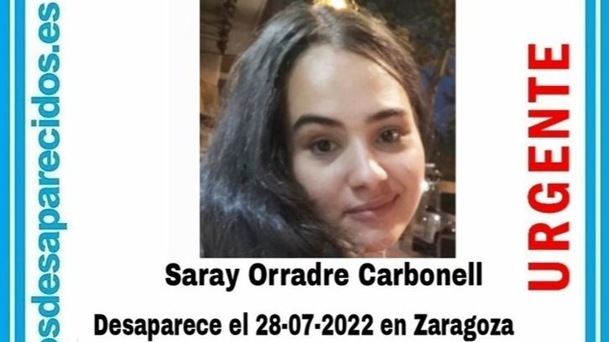 Saray Orradre Carbonell, una menor de 17 años desaparecida en Zaragoza