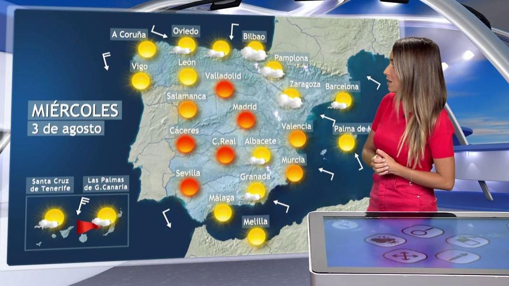 El miércoles seguirá el calor en España y podrá haber tormentas con granizo