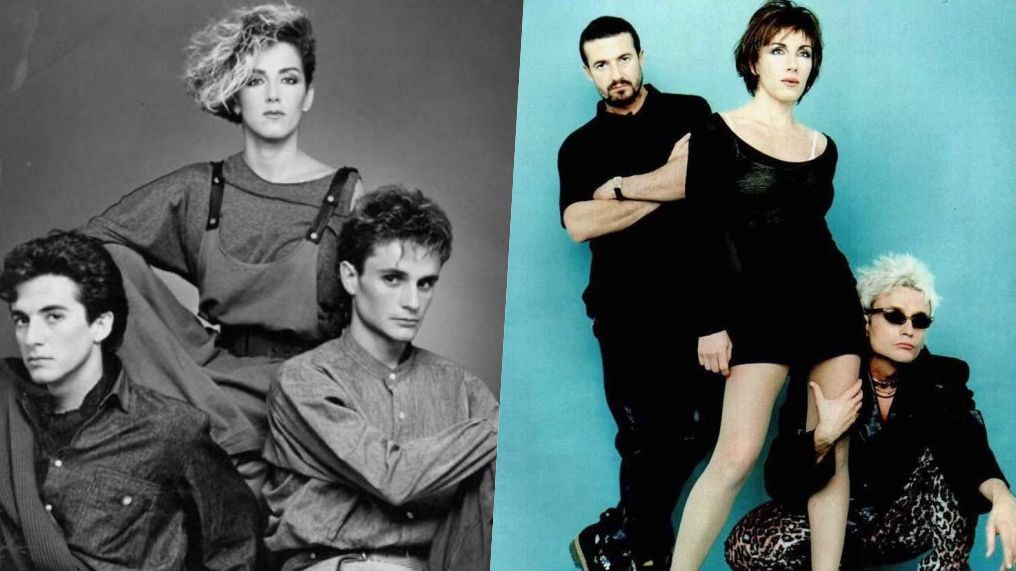 Mecano en 1983 (a la izquierda) y en 1998 (a la derecha)
