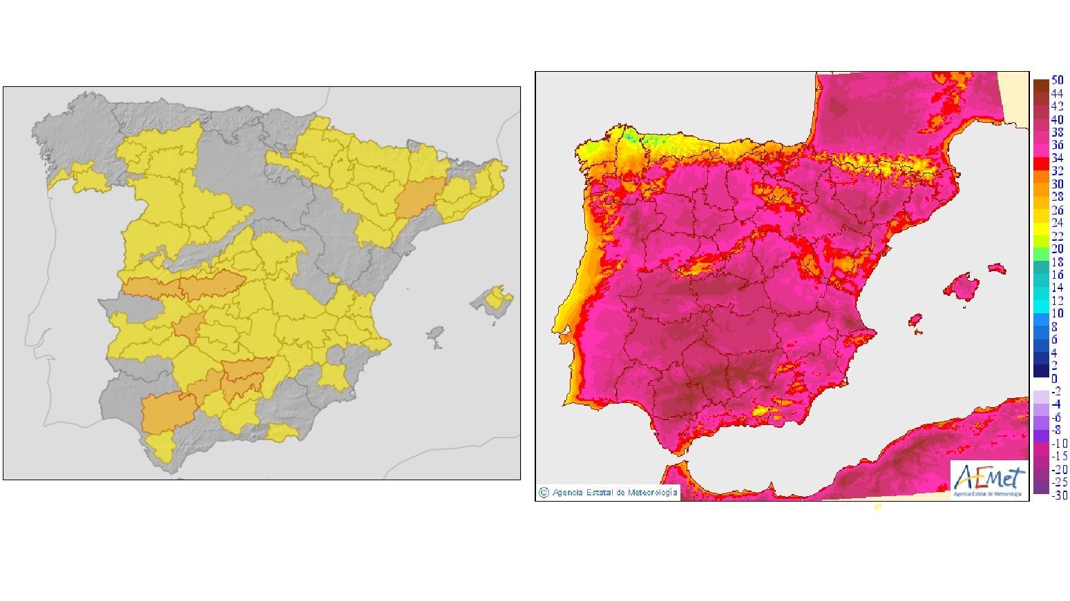 Avisos por calor y temperaturas máximas previstas el miércoles 3
