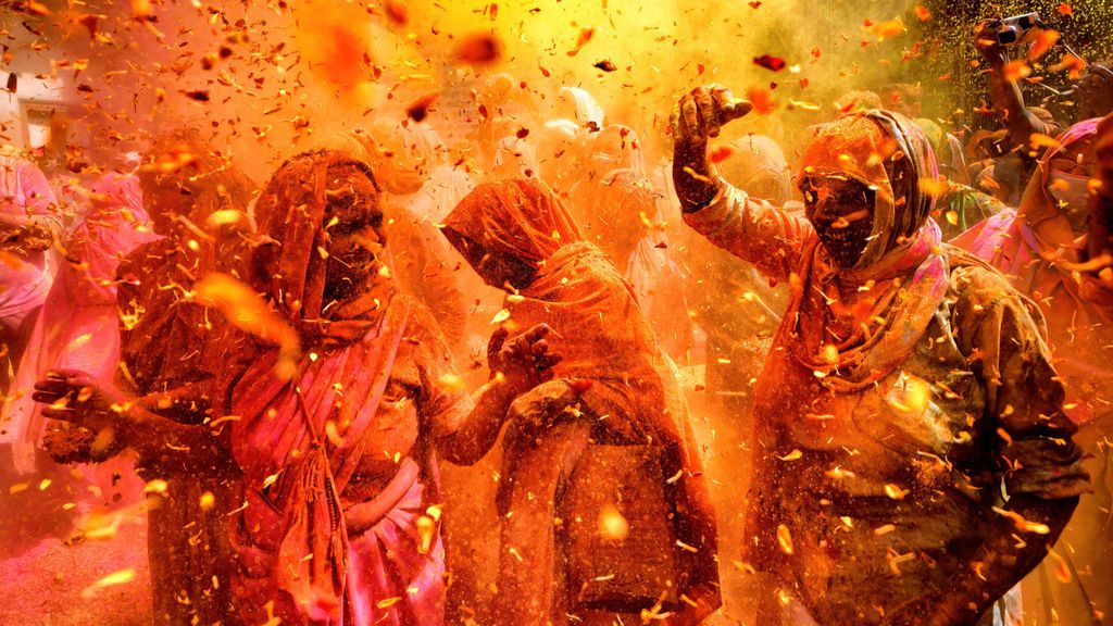 Celebración del Holi Colours en India en marzo 2022.