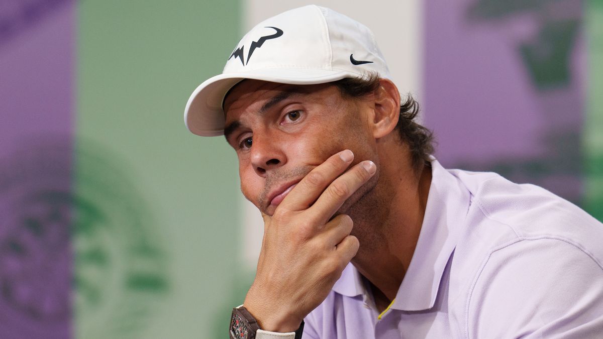 El tenista español Rafa Nadal durante la rueda de prensa en la que anunció su retirada de Wimbledon 2022 El tenista español Rafa Nadal durante la rueda de prensa en la que anunció su retirada de Wimbledon 2022