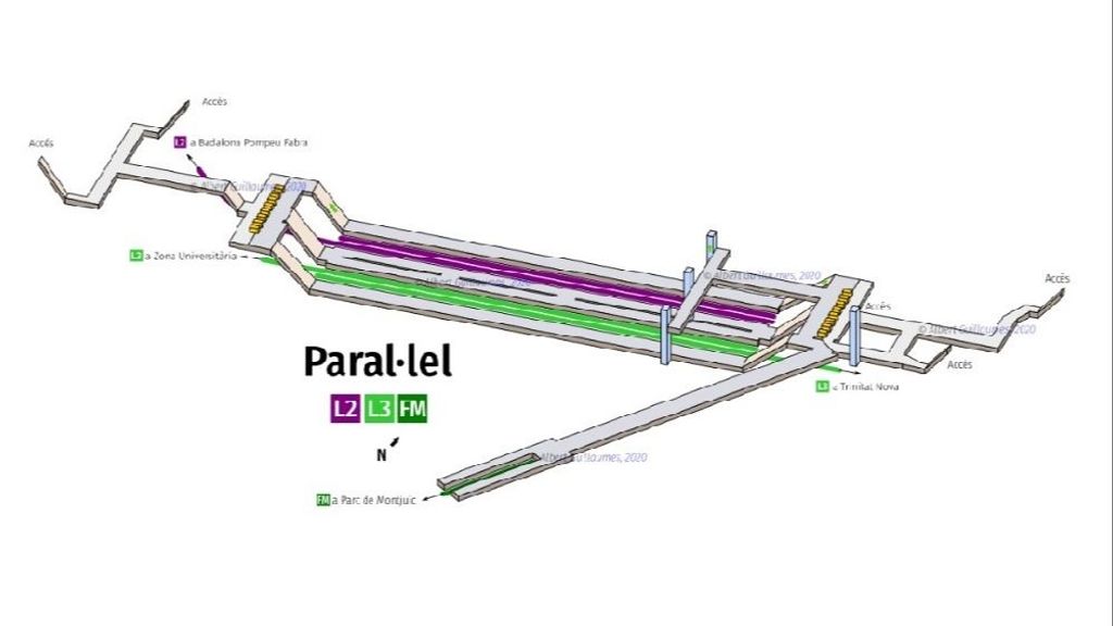 Recreación de la parada de metro de Paral·lel