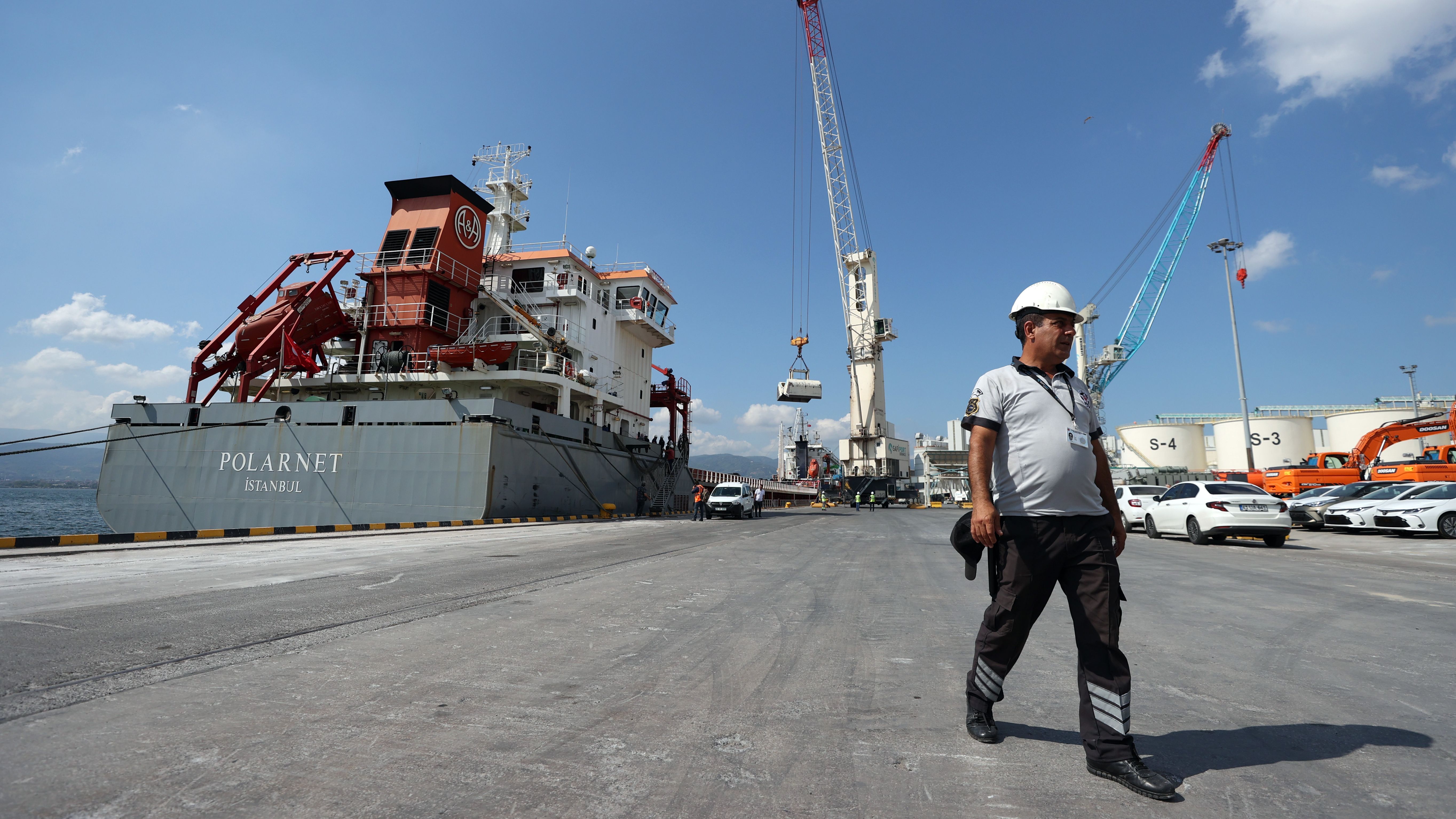 El carguero turco de grano ucraniano 'Polarnet' atracado ya en un puerto de Turquía