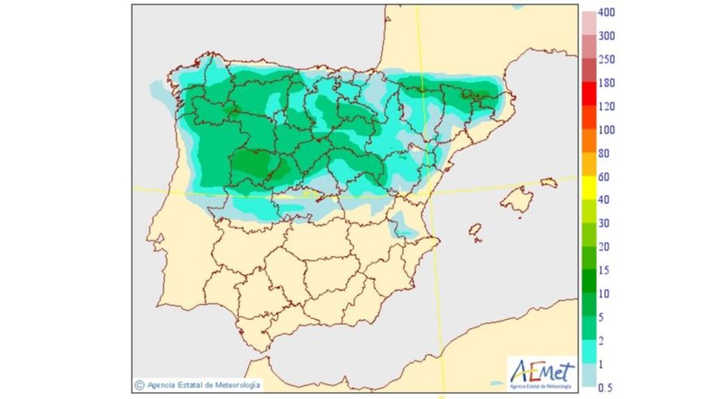 Precipitación media prevista para el miércoles 10