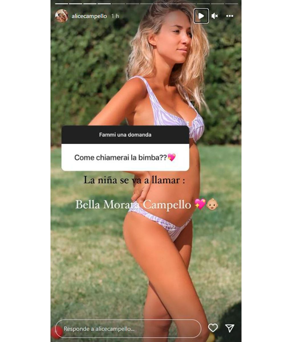 La hija de Alice Campello y Álvaro Morata se llamará Bella