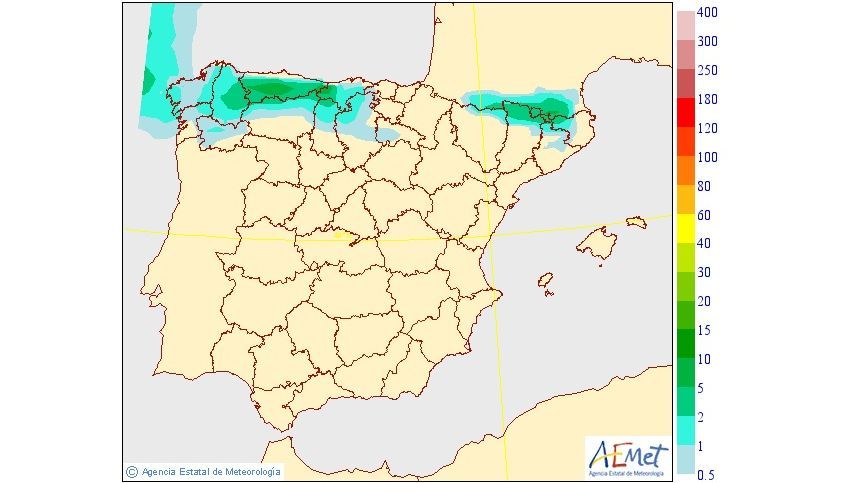 Precipitación media prevista para el jueves 11