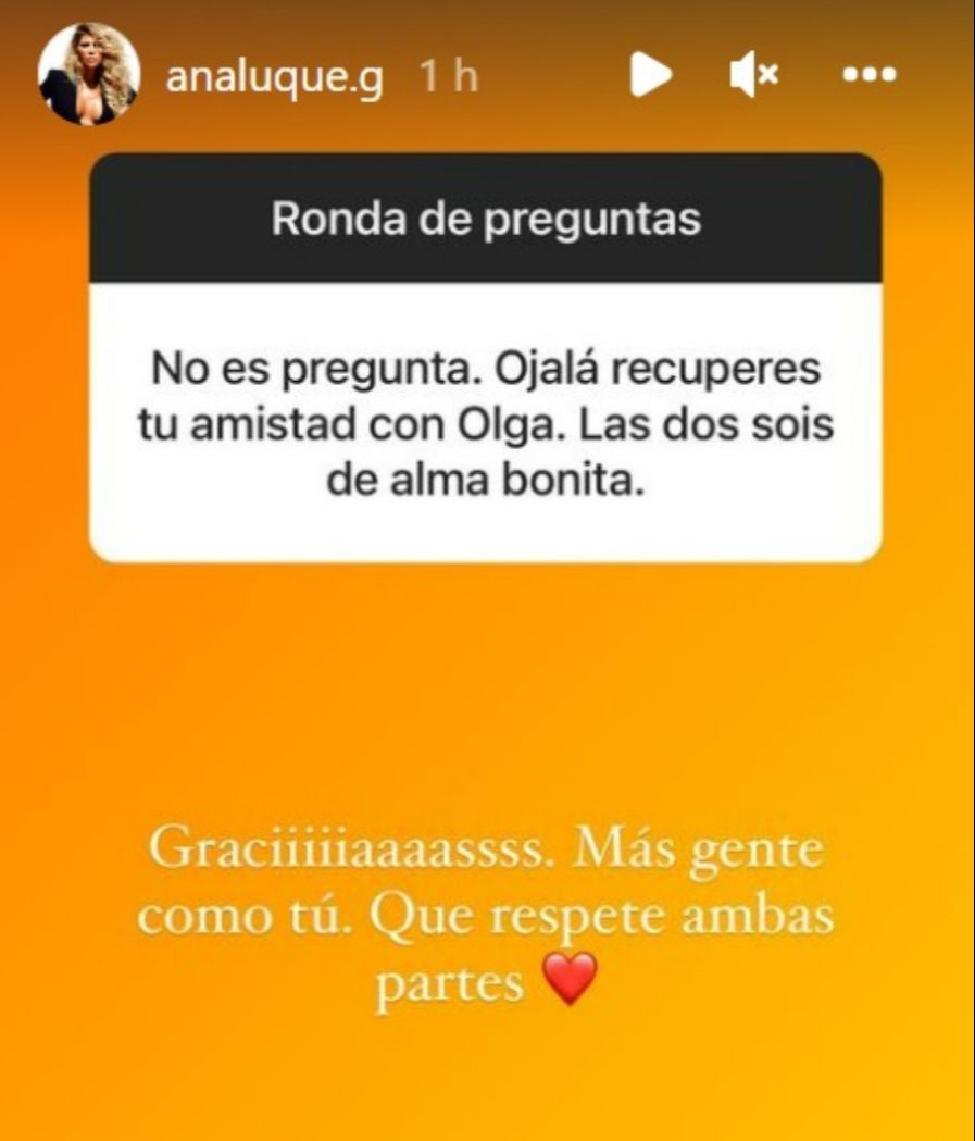 Ana Luque se pronuncia sobre su amistad con Olga Moreno