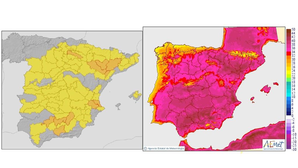 Avisos por calor y temperaturas máximas previstas para el viernes 12