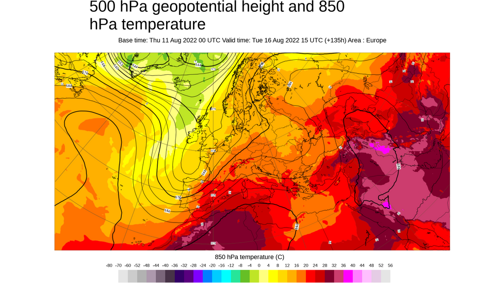 Temperatura y geopotencial 500 hPa