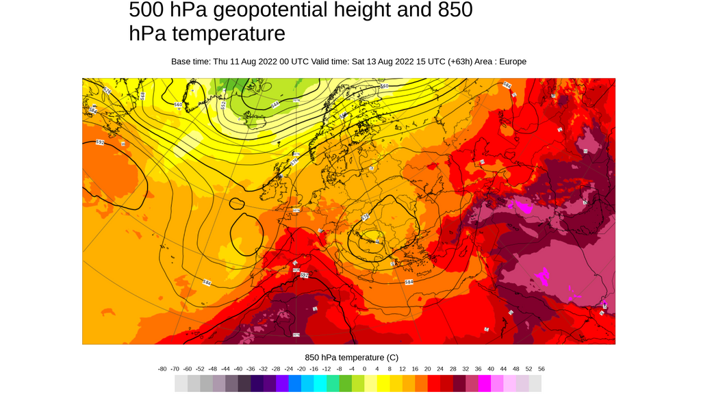 Temperatura y geopotencial 500 hPa