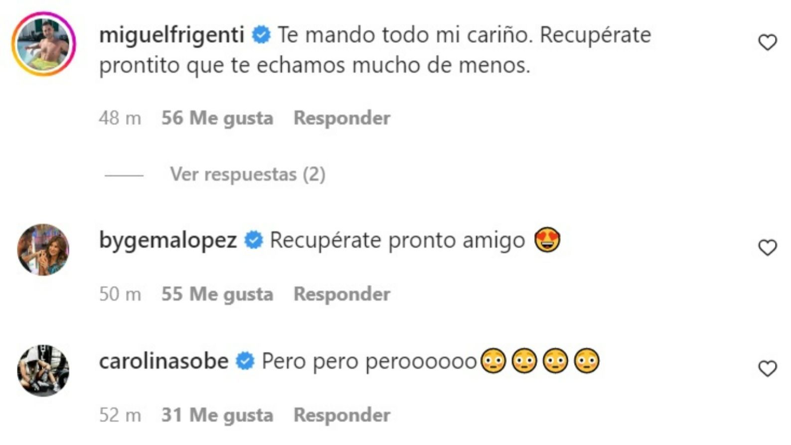 Los compañeros de Jorge Javier se vuelcan con él