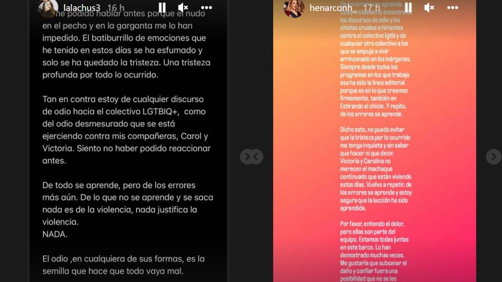 Los comunicados de Lalachus y Henar Álvarez