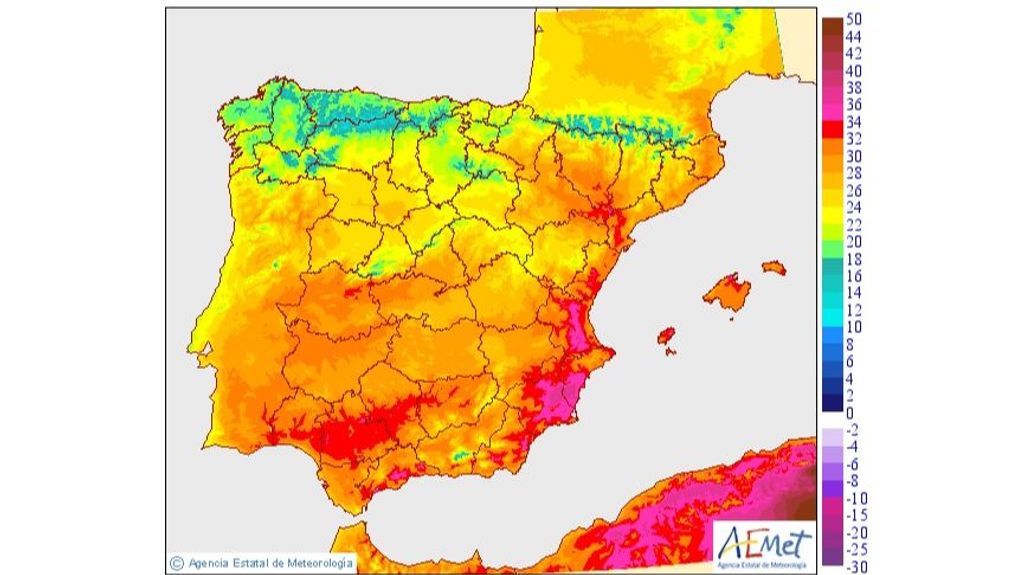 Temperaturas máximas previstas para el miércoles 17