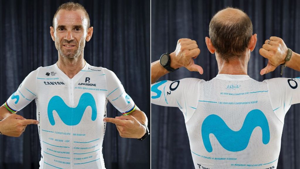 El Movistar Team homenajea a Alejandro Valverde: cambian el azul, por el blanco