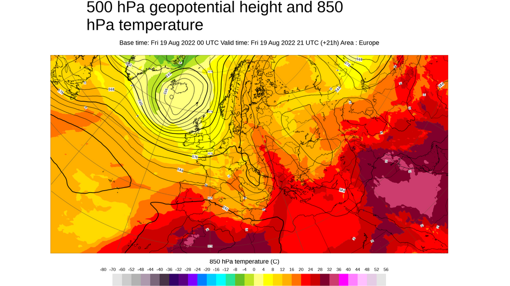 Temperatura y geopotencial 500 hPa