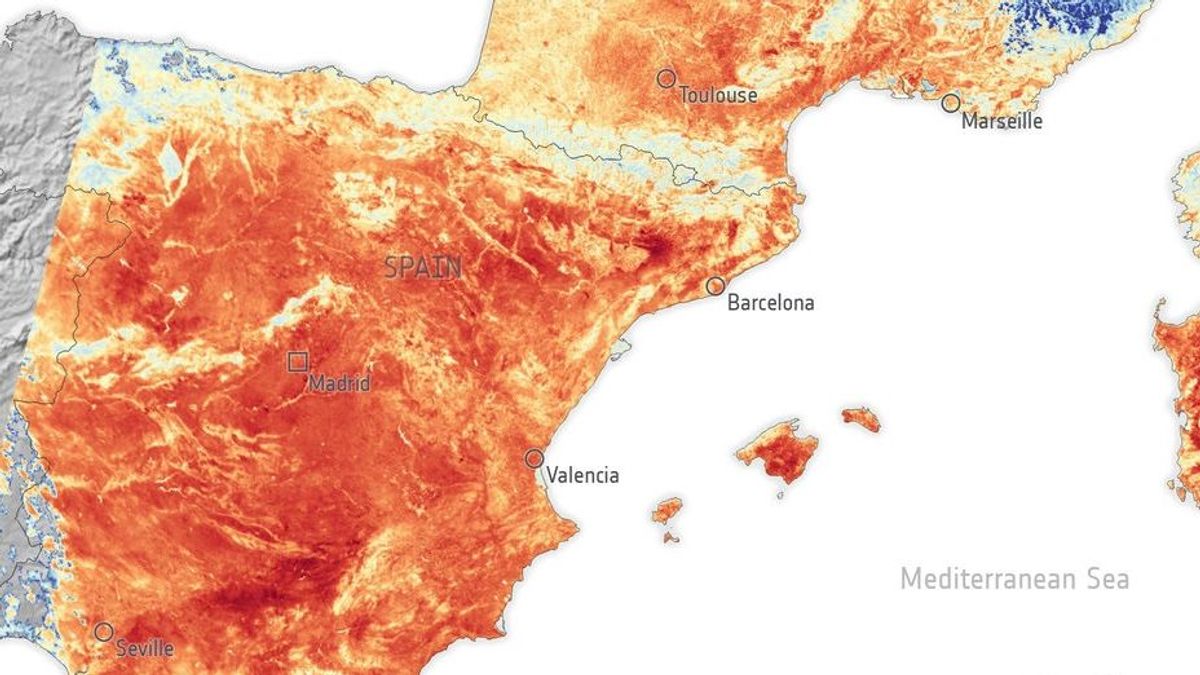 El calor a vista de satélite: captan imágenes del calor extremo en Europa, a 55 grados