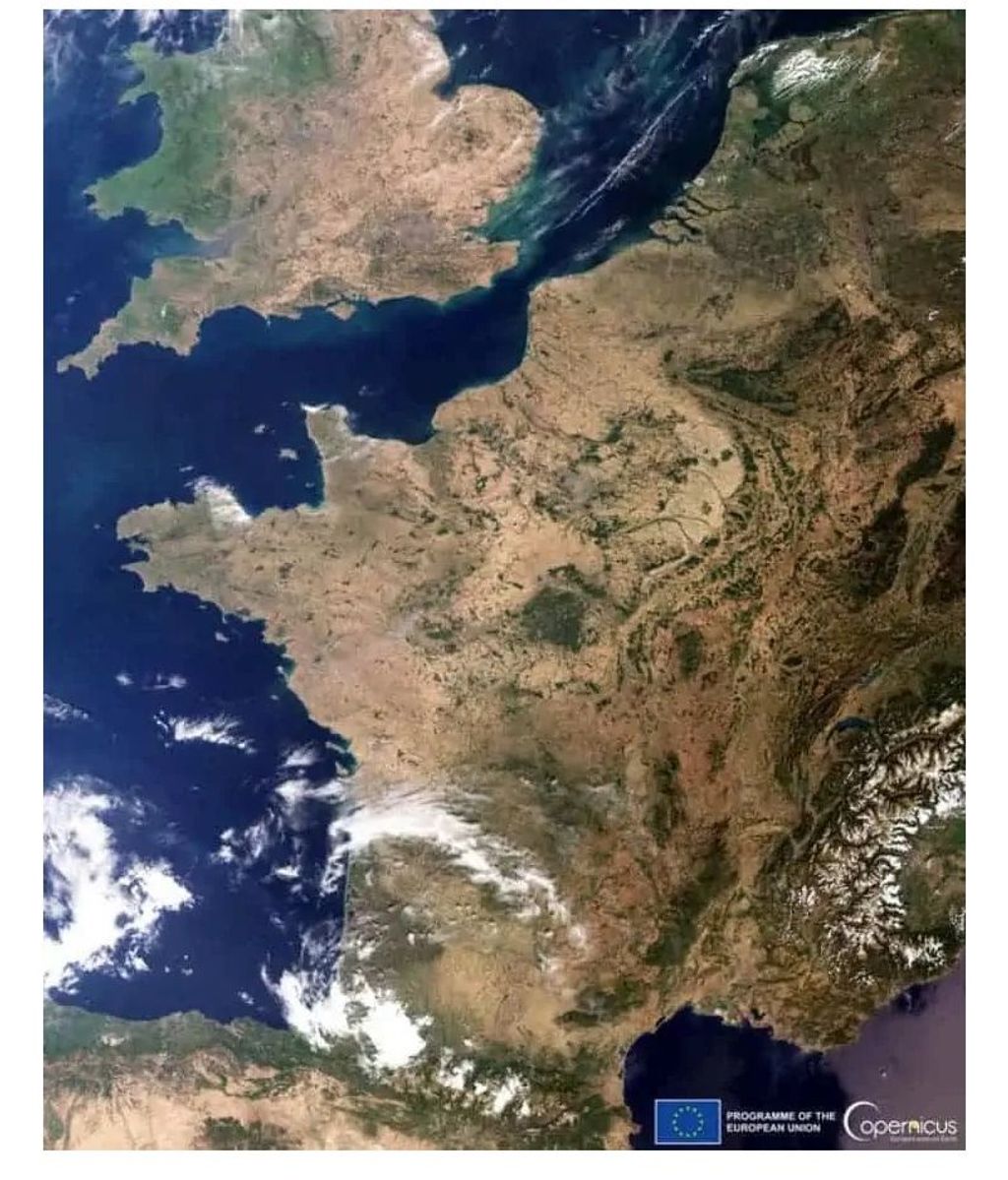 La sequía Europa occidental vista por satélite